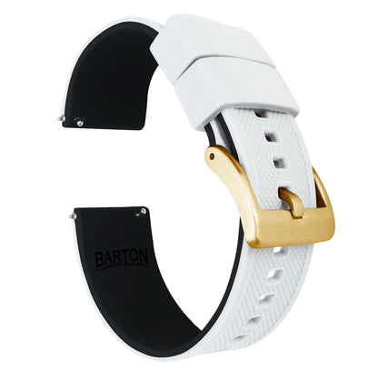 White Top / Black Bottom | Elite Silicone - Barton Watch Bands