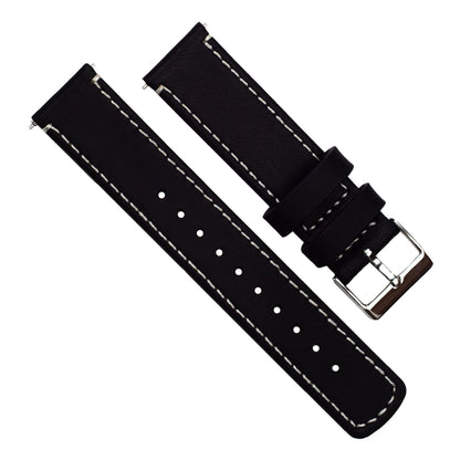 Withings Nokia Activité and Steel HR | Black Leather & Linen White Stitching - Barton Watch Bands