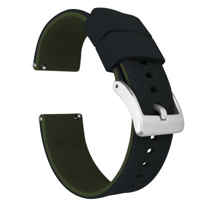 Zenwatch & Zenwatch 2 | Elite Silicone | Black Top / Army Green Bottom - Barton Watch Bands