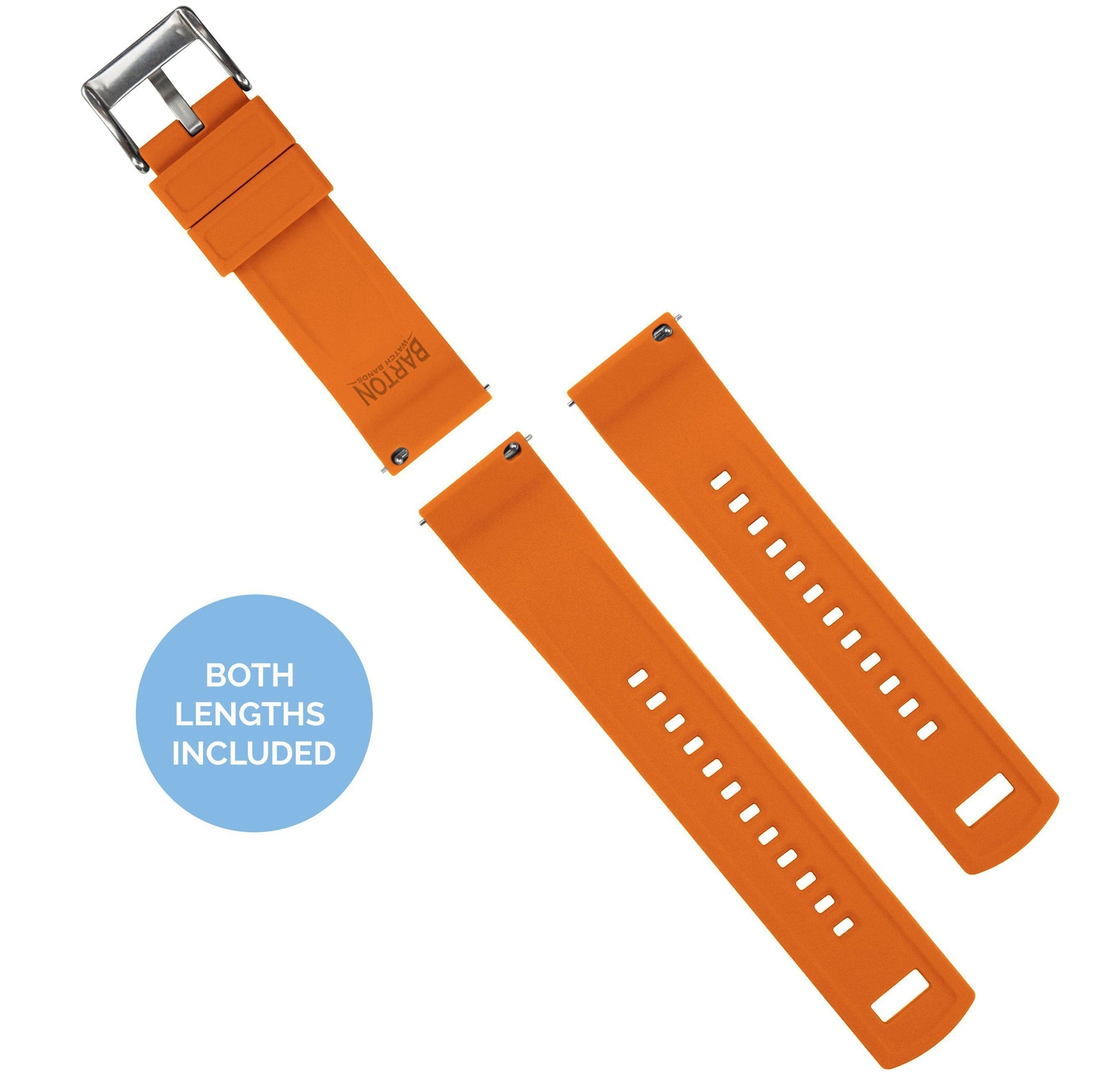 Zenwatch & Zenwatch 2 | Elite Silicone | Black Top / Pumpkin Orange Bottom - Barton Watch Bands