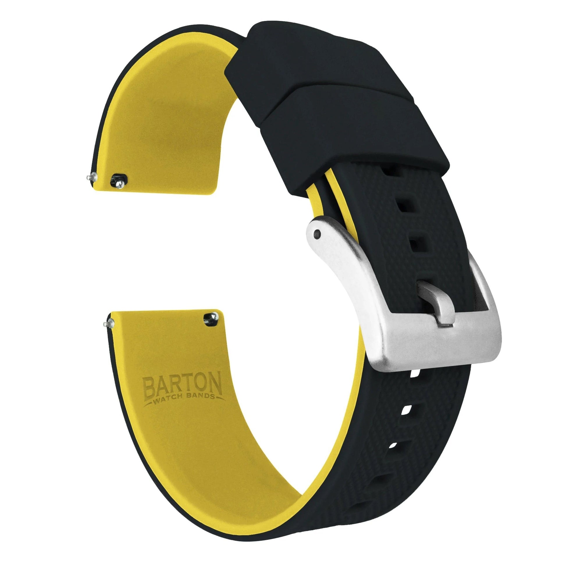 Zenwatch & Zenwatch 2 | Elite Silicone | Black Top / Yellow Bottom - Barton Watch Bands