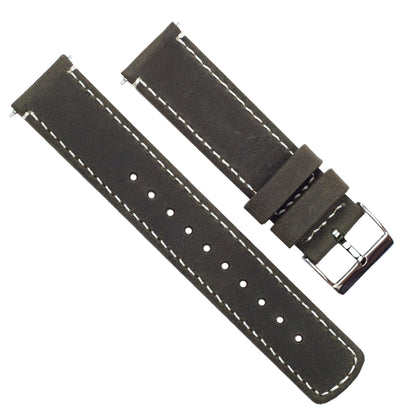 Zenwatch & Zenwatch 2 | Espresso Brown Leather & Linen White Stitching - Barton Watch Bands