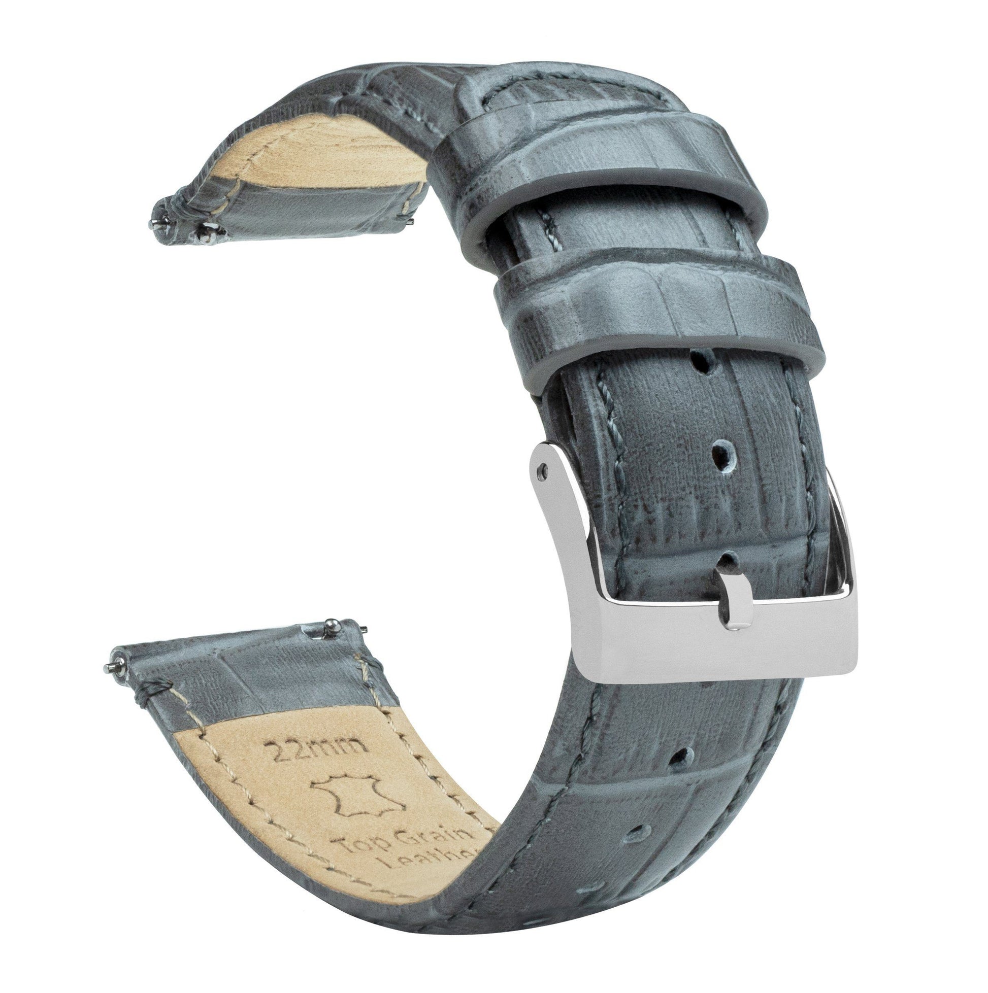 Zenwatch & Zenwatch 2 | Smoke Grey Alligator Grain Leather - Barton Watch Bands