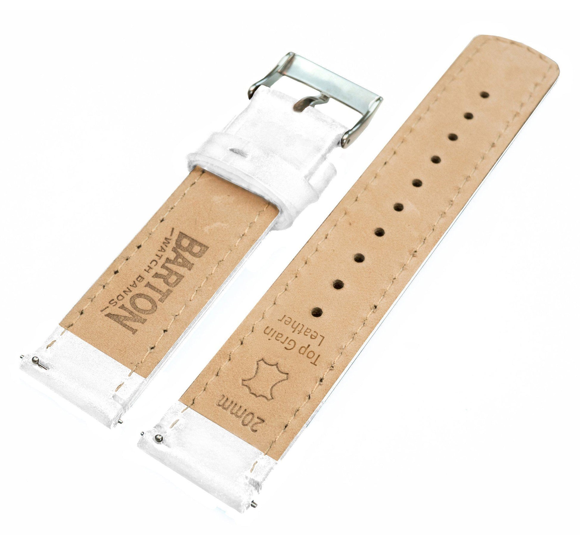 Zenwatch & Zenwatch 2 | White  Leather & Stitching - Barton Watch Bands